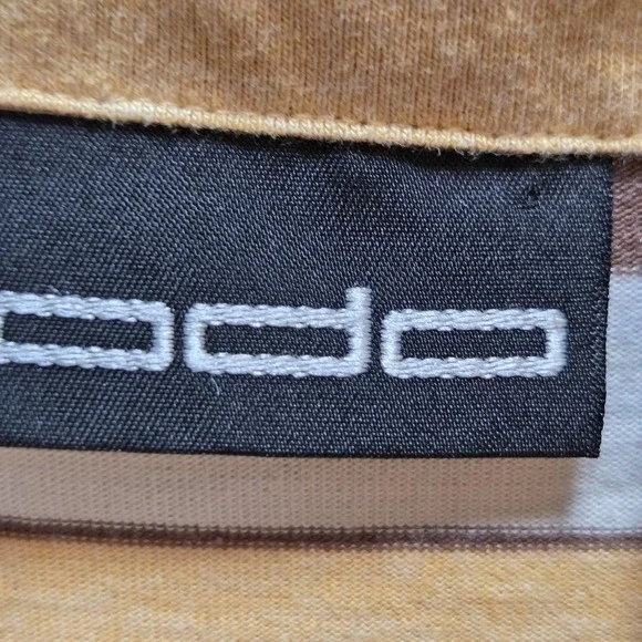 Odo Polo Shirt Mens Large Brown Striped Short Sleeve Collared Cotton Blend - Picture 4 of 7